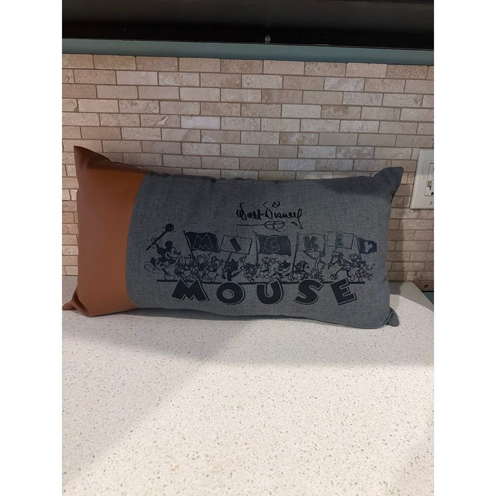 Disney 100 Years Walt‎ Disney Mickey Mouse Throw Pillow Faux Leather